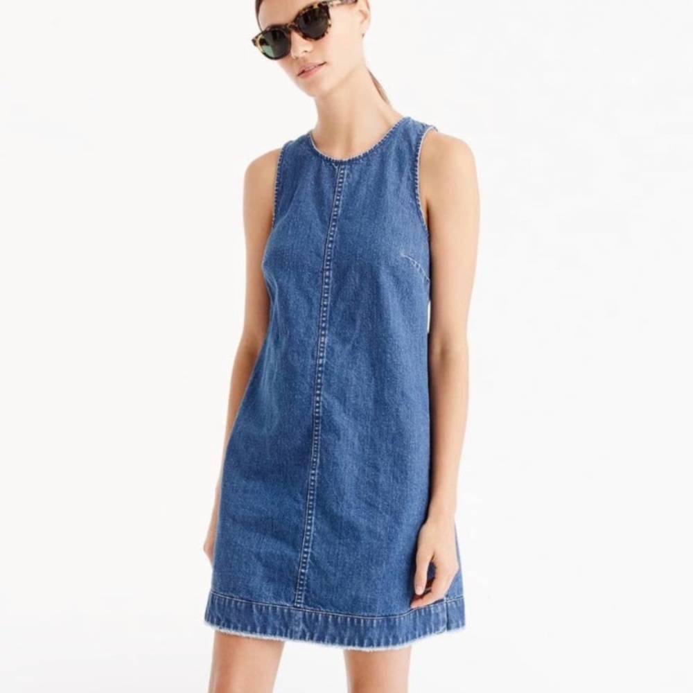 NWT J. Crew Sleeveless Blue Denim Mini Dress